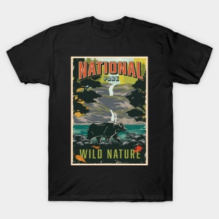National park. Wild nature with beer on river T-Shirt